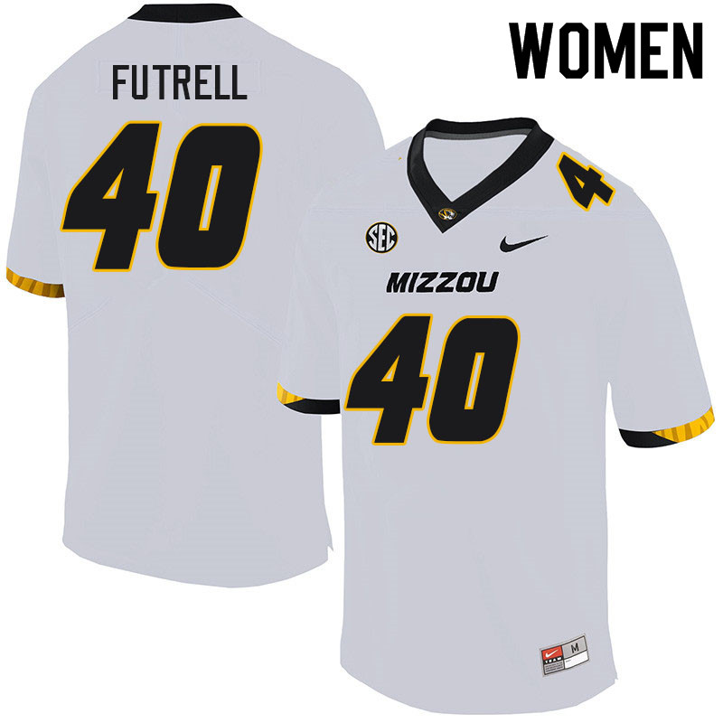 Women #40 Chris Futrell Missouri Tigers College Football Jerseys Sale-White - Click Image to Close